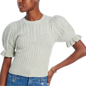 PAIGE Light Green Cable Knit Sweater
